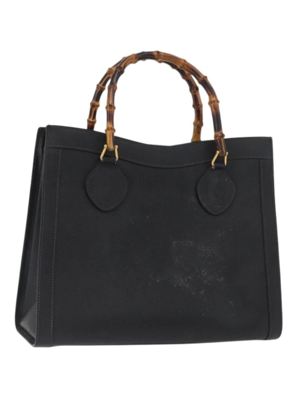 GUCCI Bamboo Tote Bag Leather Black Gold 002 0260 2615